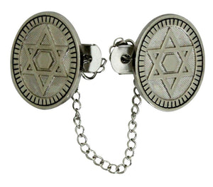 Nickel Tallit Clips 16 cm- Star of David with Chain