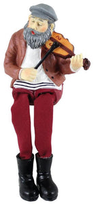 Polyresin Hassidic Figurine with Cloth Legs 17 cm- Fiddler