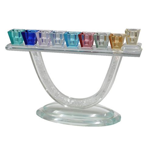 Crystal Menorah 27X19 cm with Multicolored Branches