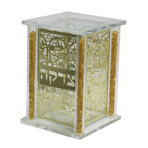 Crystal Tzedakah Box with Metal PlateS 13*9cm