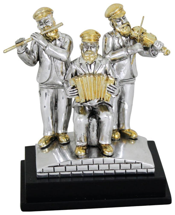 Three Silvered Polyresin Hassidic Figurine Players , 10 cm