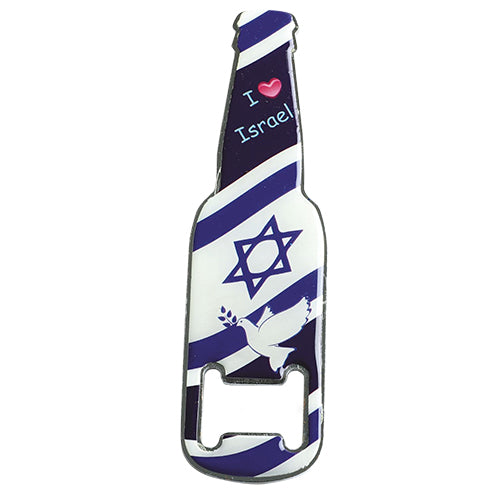 METAL WITH EPOXY MAGNET WINE BUTTLE OPENNER 13 CM, ISRAEL FLAG