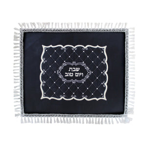 Velvet Challah Cover with Silver Embroidery 50*60cm- Ornate Design