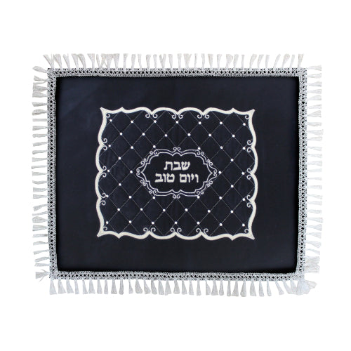 Velvet Challah Cover with Silver Embroidery 50*60cm- Ornate Design