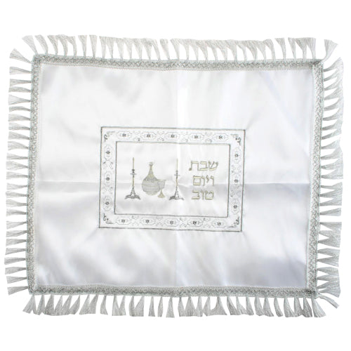 Satin Challah Cover 58*48 cm- Bottle of Wine and Shabbat Candles