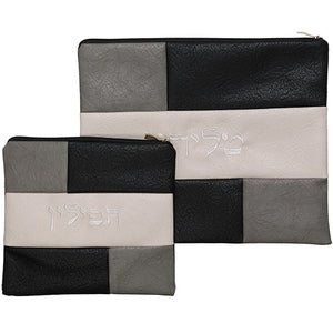 Luxurious Faux Leather Tallit & Tefillin Set 29X36 cm, with Embroidered Design