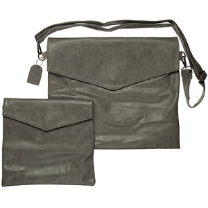 FAUX LEATHER TALIT & TEFILIN SET WITH CARRING STRAP 32X38 CM- LIGHT GRAY