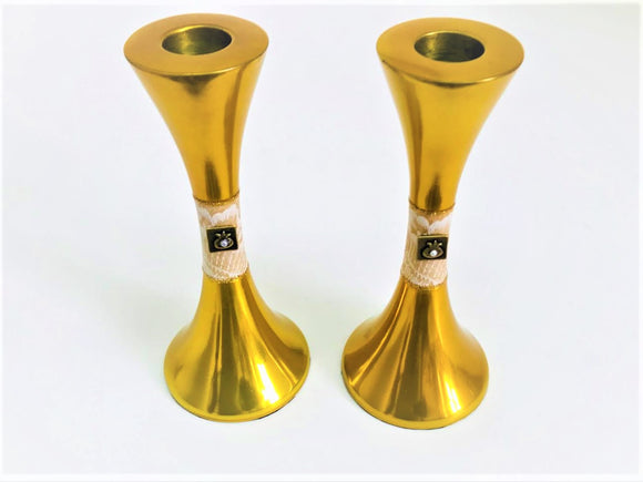 Medium Gold Candlesticks Set with 14 cm