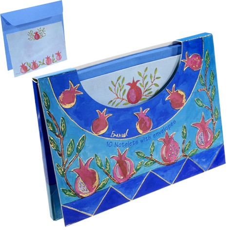 Set Of 10 Notelets & Envelopes - Large - Pomegranate