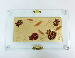 Rectangular "Shabbat" Challah Tray - Gold