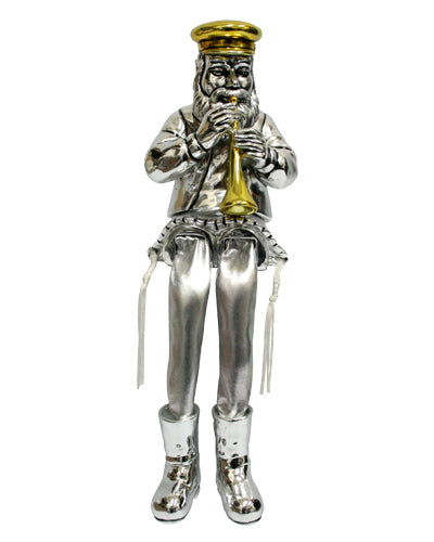 POLYRESIN HASSIDIC FIGURINE WITH CLOTH LEGS 26 CM - PLAYING CLARINET