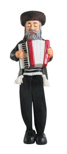 Polyresin Hassidic Figurine with Cloth Legs 15 cm - Accordion Player