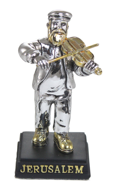 Polyresin Silvered Figurine 8cm- Fiddler