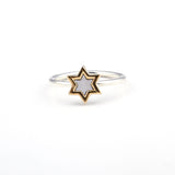 Gold Star of David  and White Opal Gold & Silver Ring