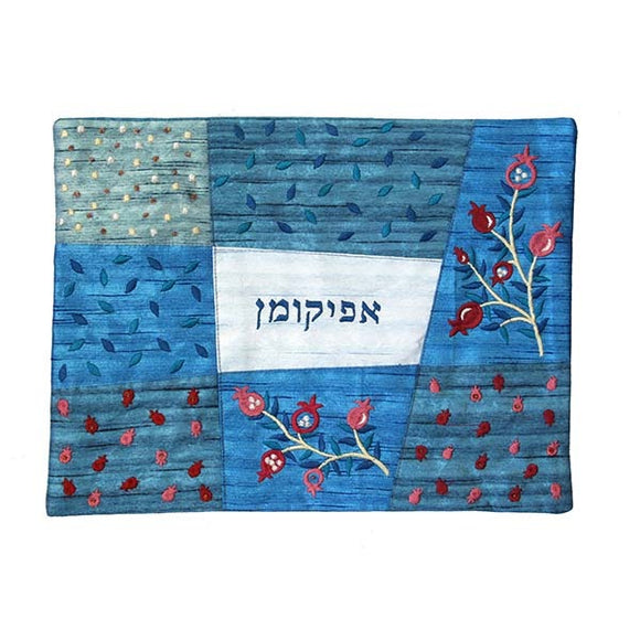 Afikoman Cover - Appliqued & Embroidery - Blue