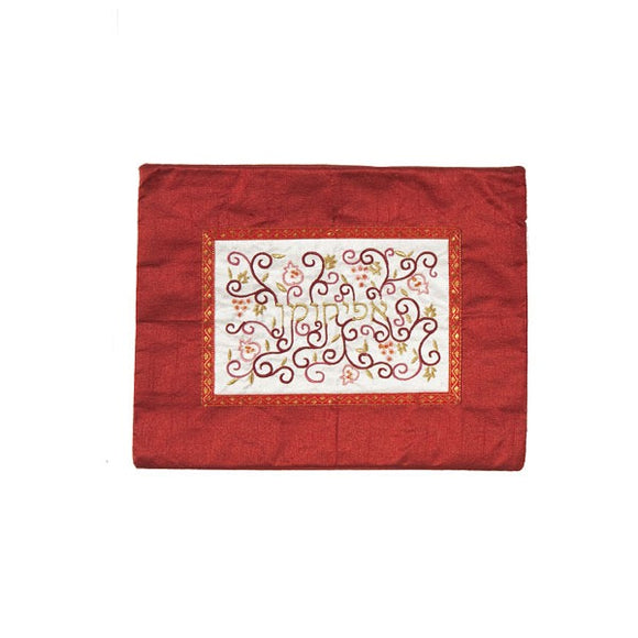 Afikoman Cover - Middle Embroidery - Maroon/White