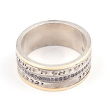 Spinning with Swarovski Crystal and Two Blessing "Hear O Israel"and "G-d will Bless you and Protect you" Gold & Silver Ring