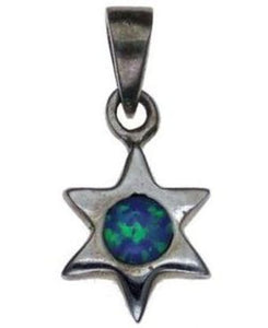 Opal Star of David Sterling Silver Pendant