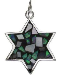 Mosaic Star of David Sterling Silver Pendant