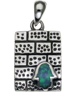 Kotel with Opal Hamsa Sterling Silver Pendant