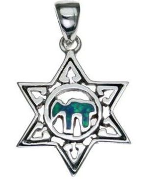 Star of David with Opal Chai Sterling Silver Pendant