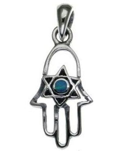 Hamsa with Star of David Sterling Silver Pendant