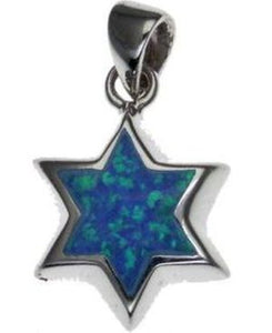 Opal Star of David Sterling Silver Pendant