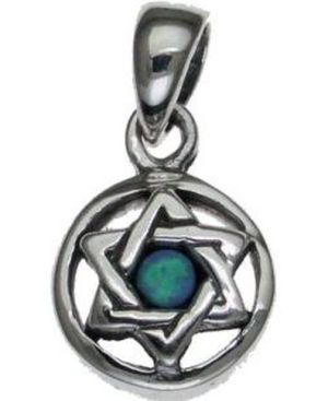 star of David with Opal  Sterling Silver Pendant