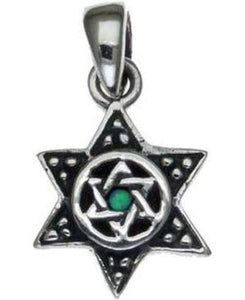 star of David with Opal Sterling Silver Pendant