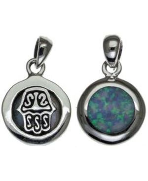 Two sides Opal with Hamsa Sterling Silver Pendant