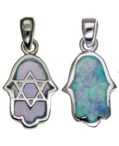 Two Sides Star of David with Opal Sterling Silver Pendant