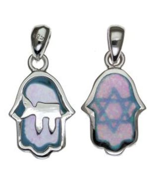 Two Sides Chai and Hamsa Sterling Silver Pendant