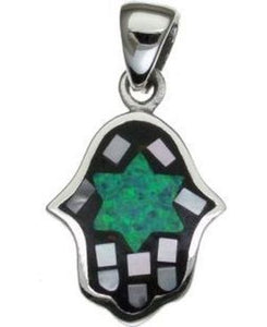 Mosaic Hamsa Sterling Silver Pendant