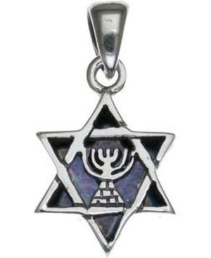 Star of David with Menorah Sterling Silver Pendant