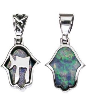 Two Sides Chai with Opal Sterling Silver Pendant
