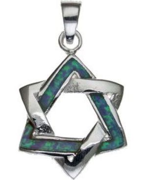 Star of David with Opal Sterling Silver Pendant