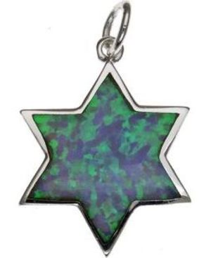 Opal Star of David Sterling Silver Pendant