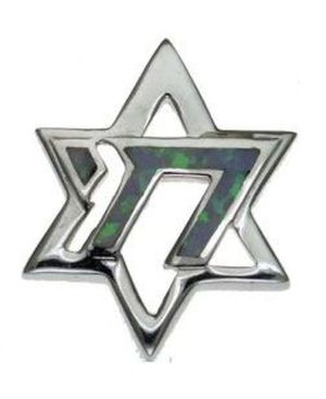 Star of David with Opal Chai Sterling Silver Pendant