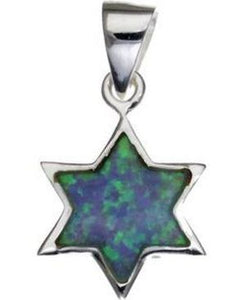 Opal Star of David Sterling Silver Pendant