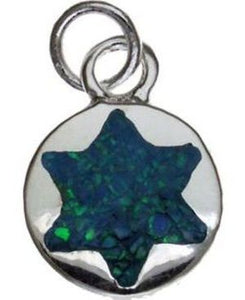 Opal Star of David Sterling Silver Pendant