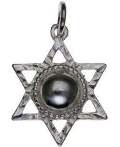 Star of David with Black Pearl Sterling Silver Pendant