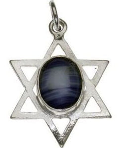 Star of David with Black Pearl Sterling Silver Pendant