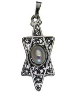 Star of David with Pearl Sterling Silver Pendant