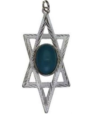 Star of David with Eilat Stone Sterling Silver Pendant