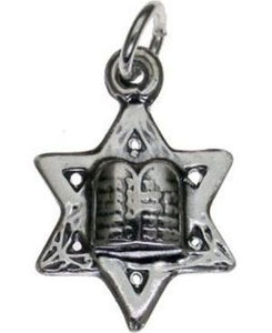 Star of David with Ten Commandments Sterling Silver Pendant