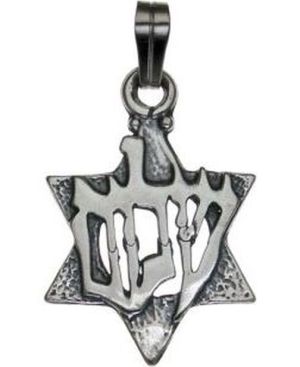 Star of David with Peace Sterling Silver Pendant