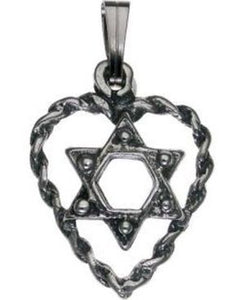 Hart with Star of David Sterling Silver Pendant