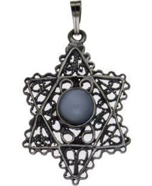 Star of David with Stone Sterling Silver Pendant