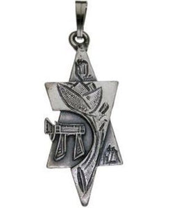 Star of David with chai Sterling Silver Pendant