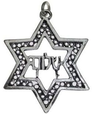 Star of David with Peace  Sterling Silver Pendant